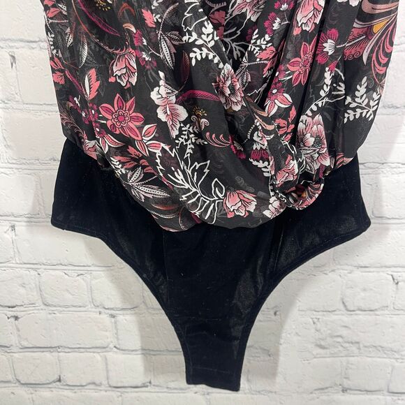 Misa Bodysuit Women XS Sleeveless Sheer Floral Cottage Whimsical Prairie Top - Picture 6 of 16